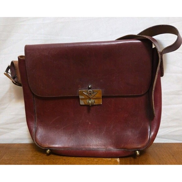 Etienne Aigner Iconic Oxblood Red Leather Handbag Purse Handmade 1970s Vintage - Picture 1 of 8